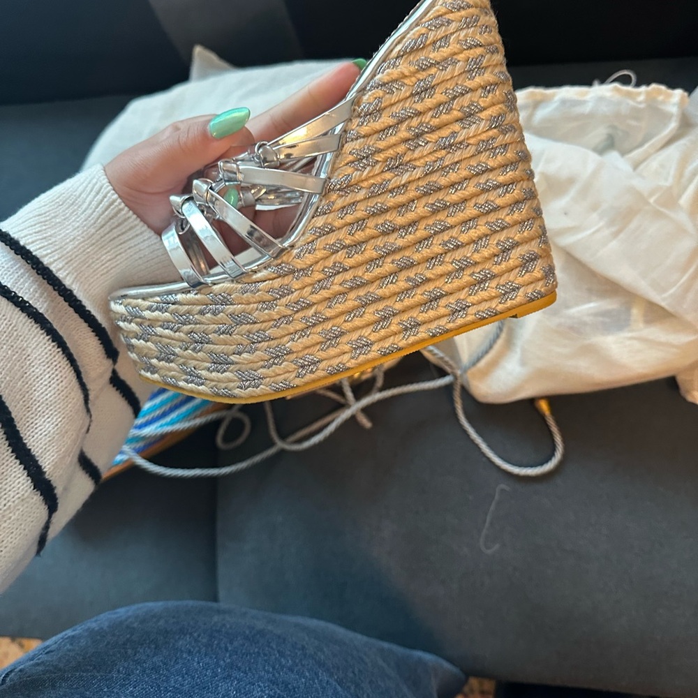 Silver Wedge Sandals
